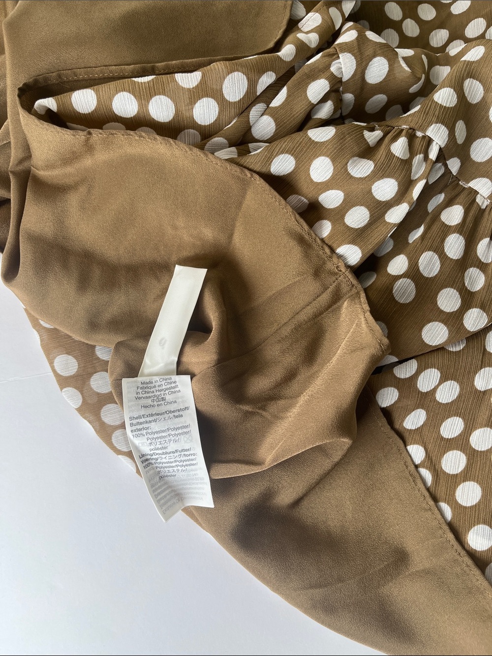 J. Crew Brown & White Polka Dot Sleeveless Midi Dress with Smocked Waist Sz S - Picture 6 of 7